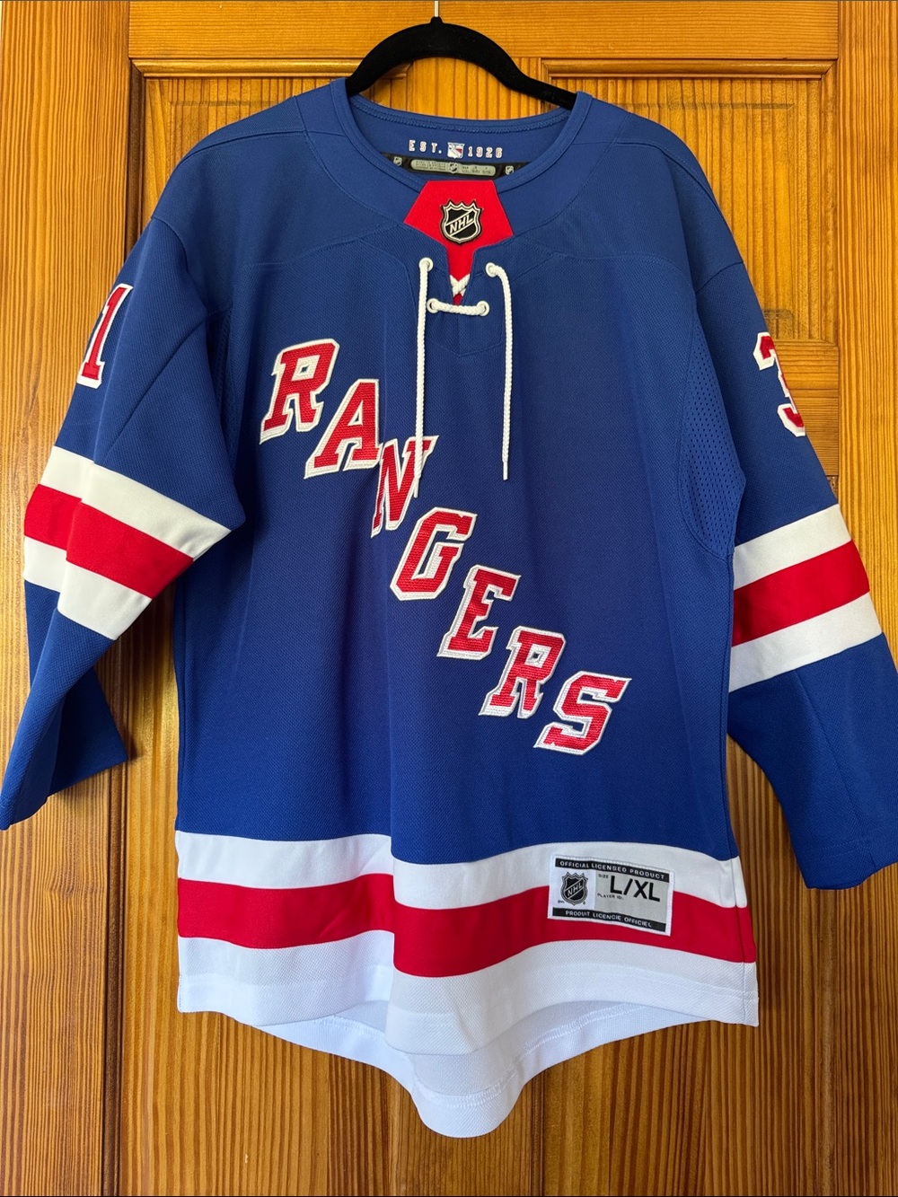 NY Rangers Shesterkin Hockey Jersey - Blue/Red/White